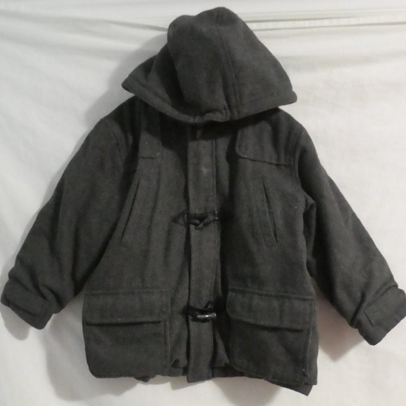 BIG CHILL | size 4 | Reversible Charcoal Hooded Toggle and Zip-Up Coat | GUC - Picture 1 of 16